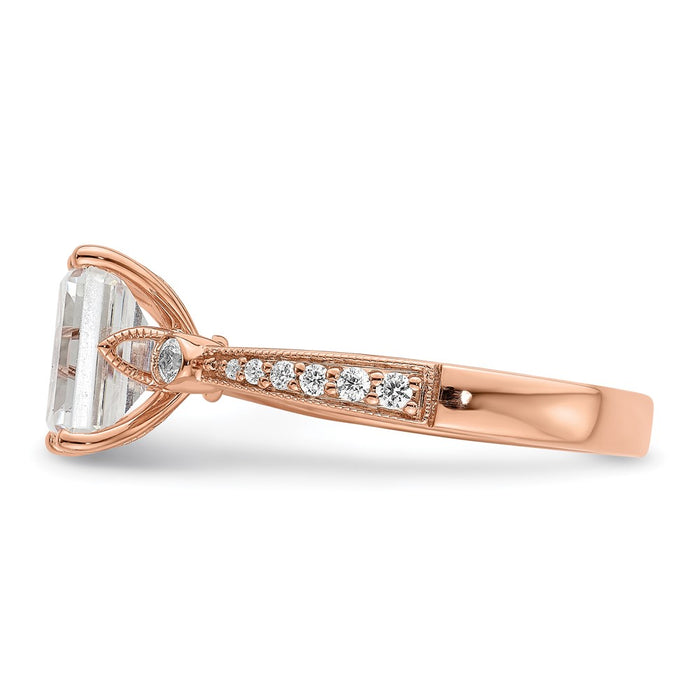 Buy Exclusive 14K Rose Gold 2 Carat Emerald-Cut Engagement Ring - 1/5 Ct Diamonds-3
