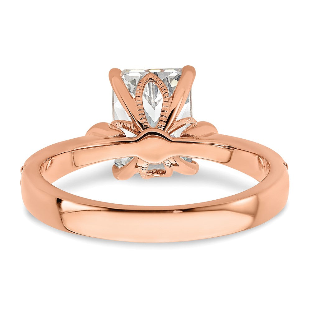 Buy Exclusive 14K Rose Gold 2 Carat Emerald-Cut Engagement Ring - 1/5 Ct Diamonds