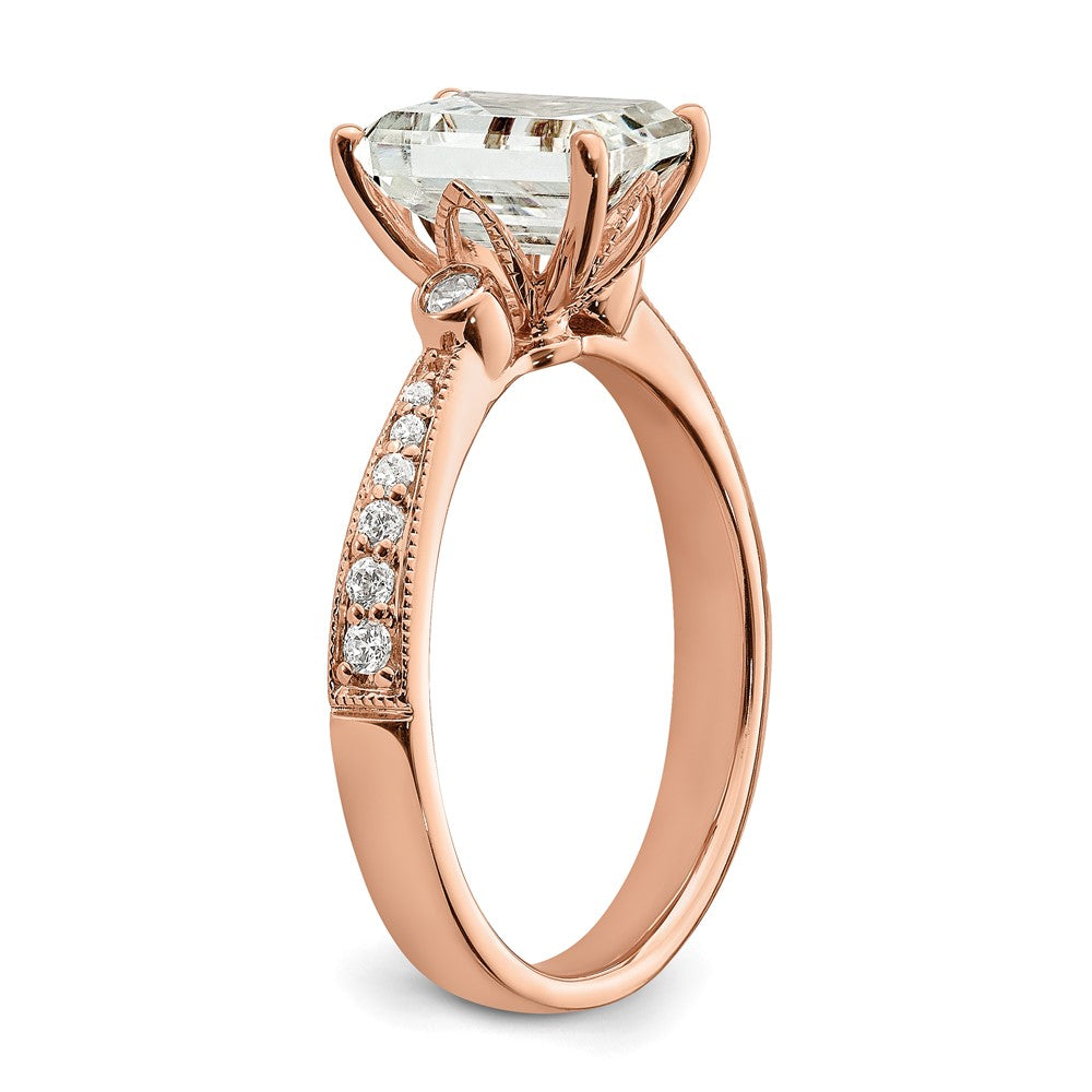 Buy Exclusive 14K Rose Gold 2 Carat Emerald-Cut Engagement Ring - 1/5 Ct Diamonds