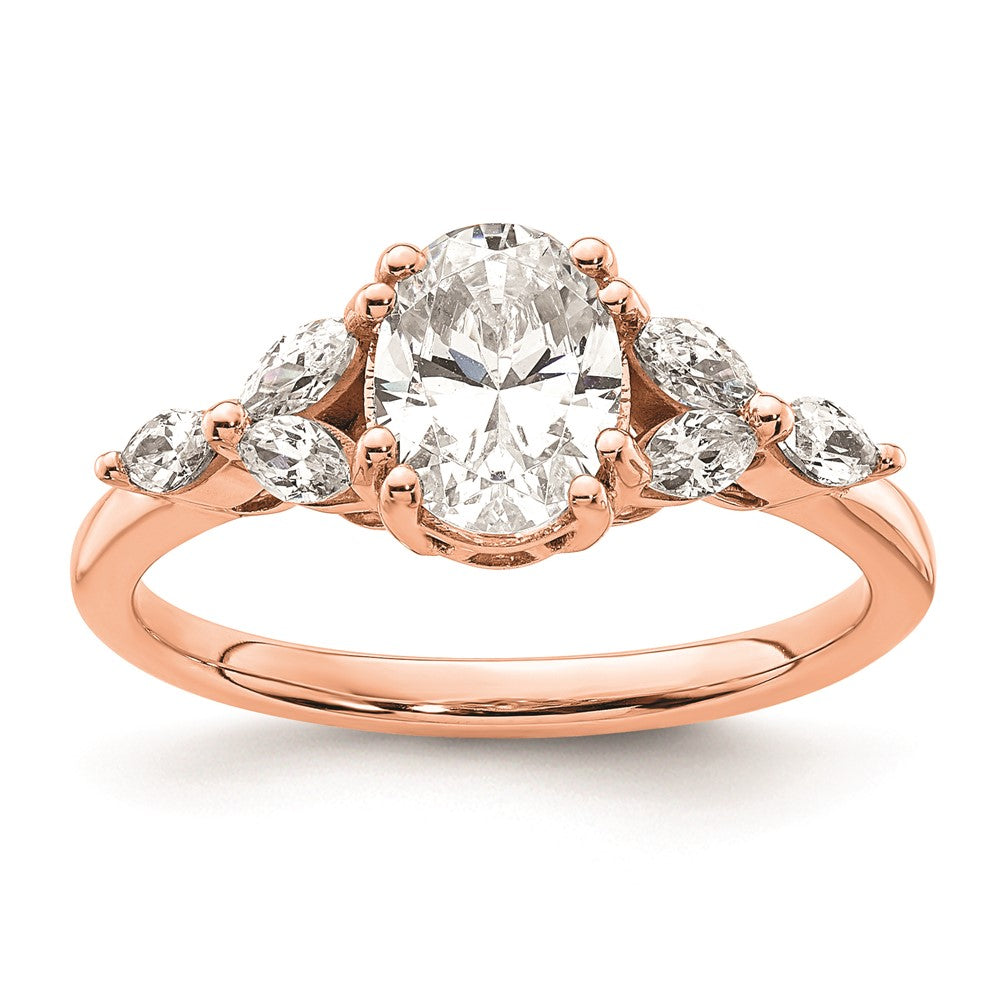 Buy Exclusive 14K Rose Gold Semi-Mount Engagement Ring, 1 Carat Oval & Diamonds