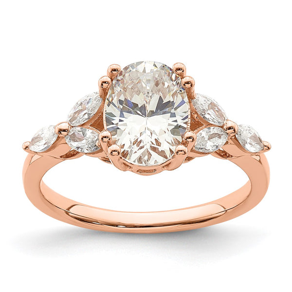 14K Rose Gold Engagement Ring Semi-Mount for 1.5 Carat Oval