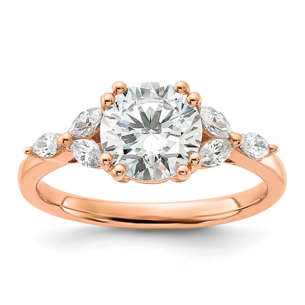 14K Rose Gold Semi-Mount Engagement Ring, 1.5 Carat