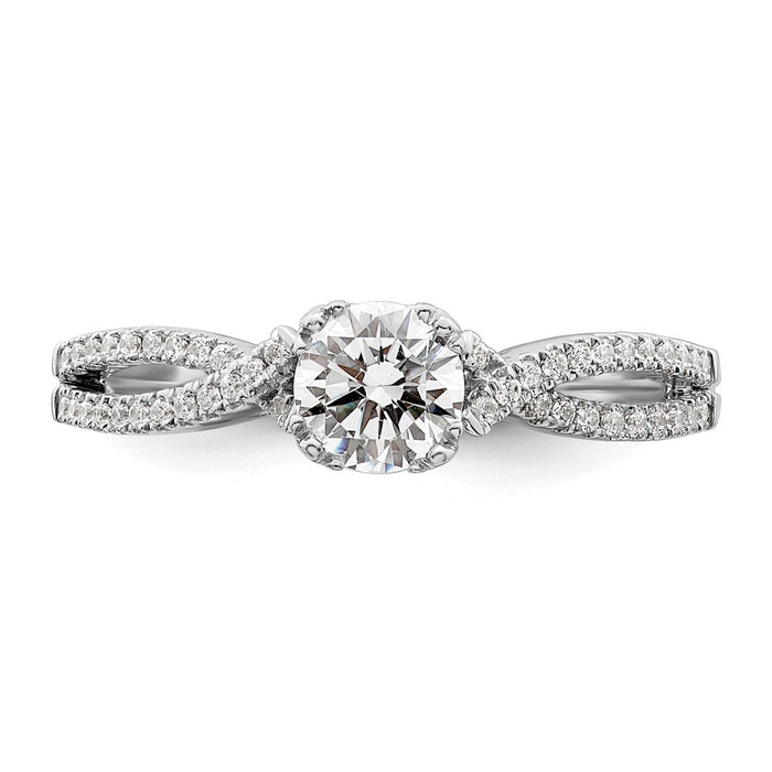 Buy Exclusive 14K White Gold Criss-Cross Engagement Ring for 1/2 Carat Center-4