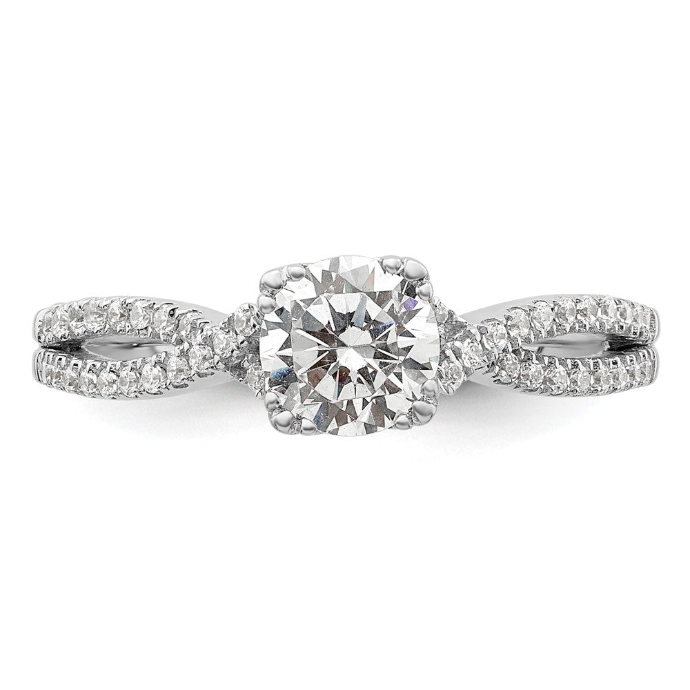 Exclusive 14K White Gold Criss-Cross Engagement Ring | 1/5 Carat Diamonds, 3/4 Carat Setting