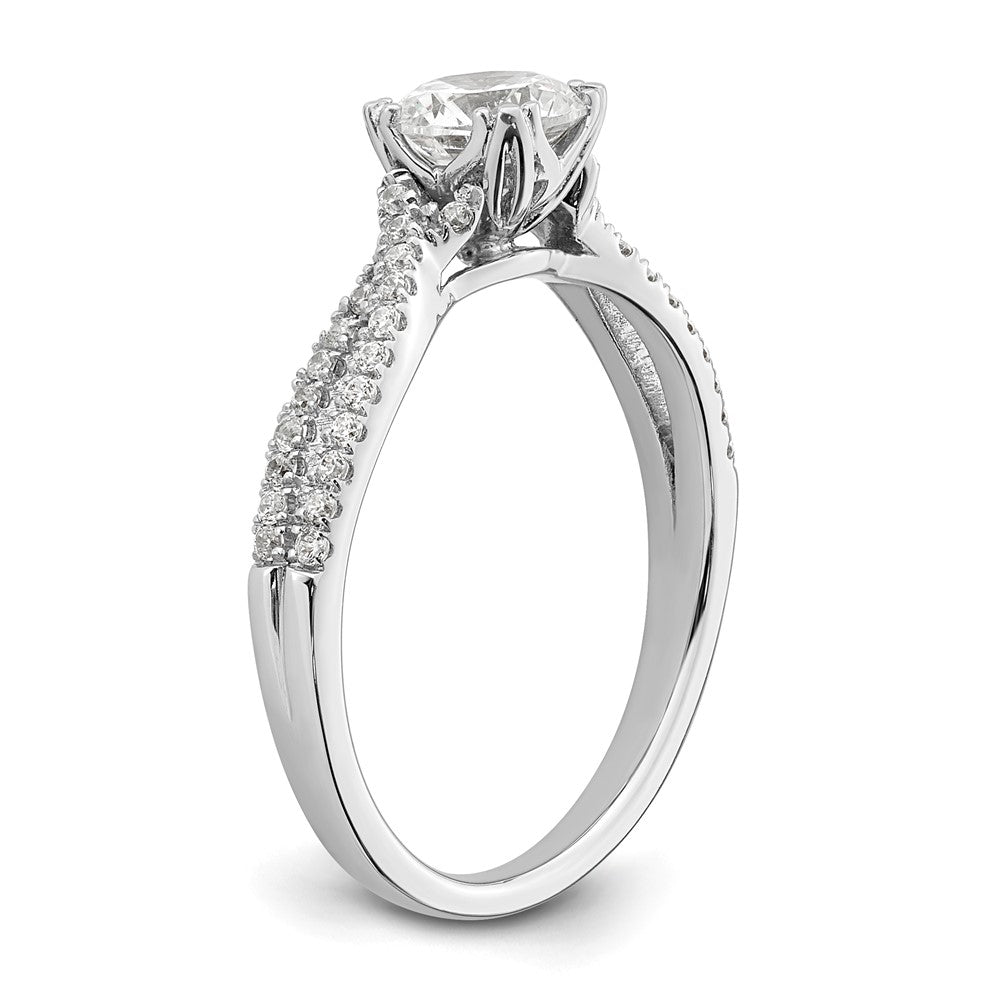 Exclusive 14K White Gold Criss-Cross Engagement Ring | 1/5 Carat Diamonds, 3/4 Carat Setting