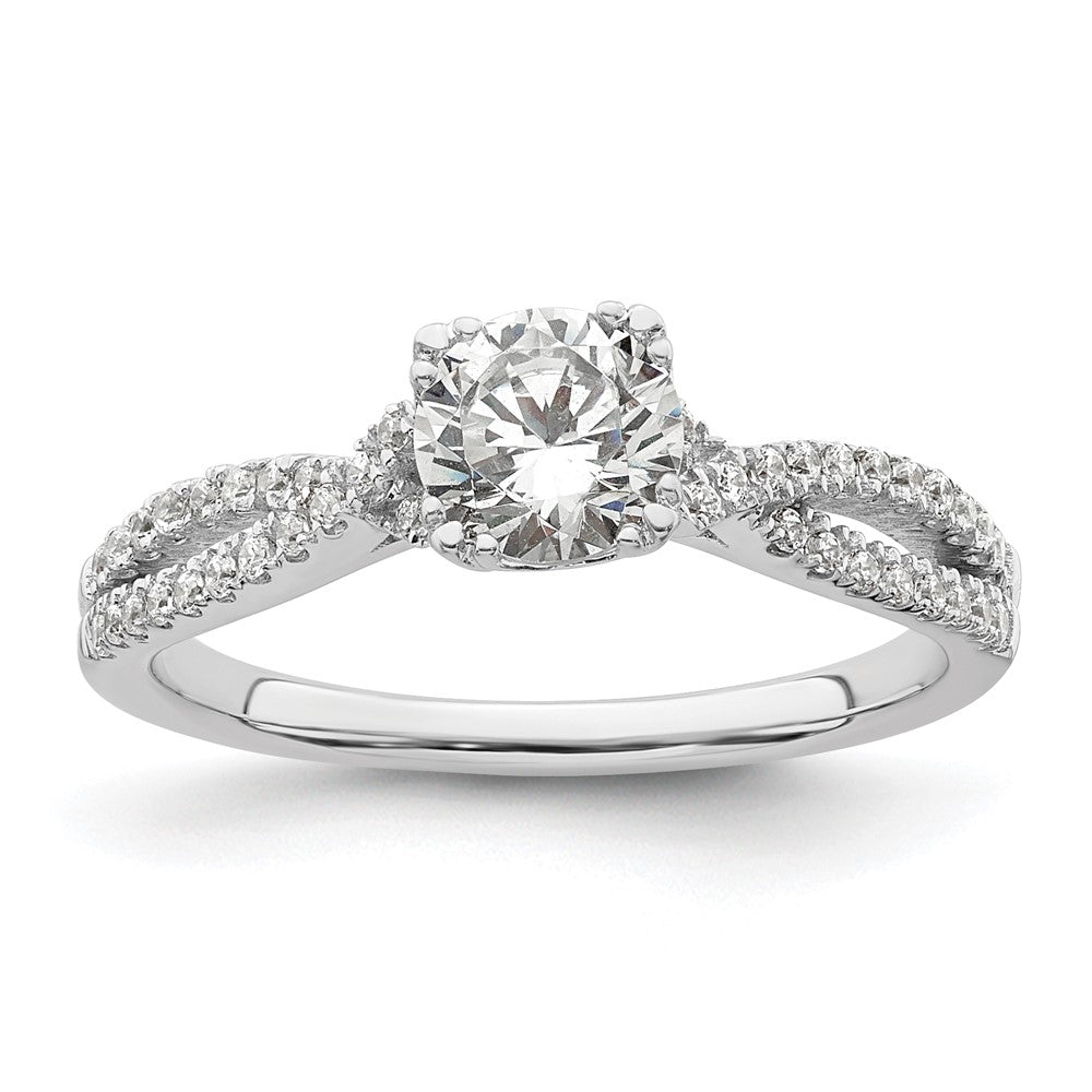 Exclusive 14K White Gold Criss-Cross Engagement Ring | 1/5 Carat Diamonds, 3/4 Carat Setting