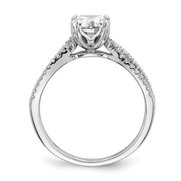 14K White Gold Criss-Cross Engagement Ring Semi-Mount for 1 Carat