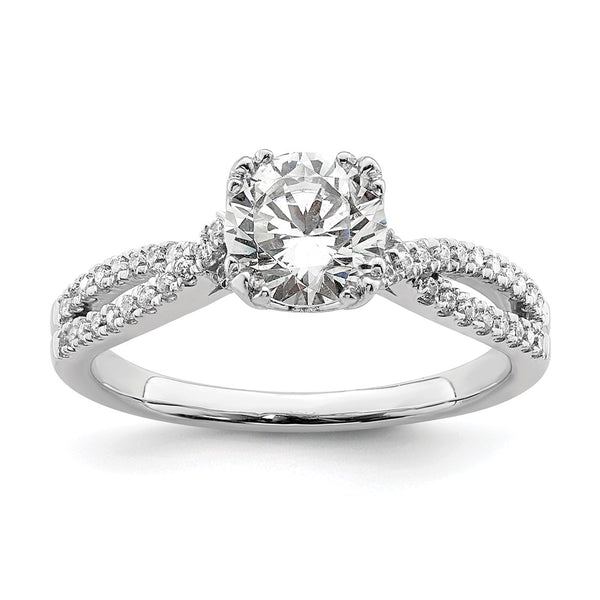 14K White Gold Criss-Cross Engagement Ring Semi-Mount for 1 Carat