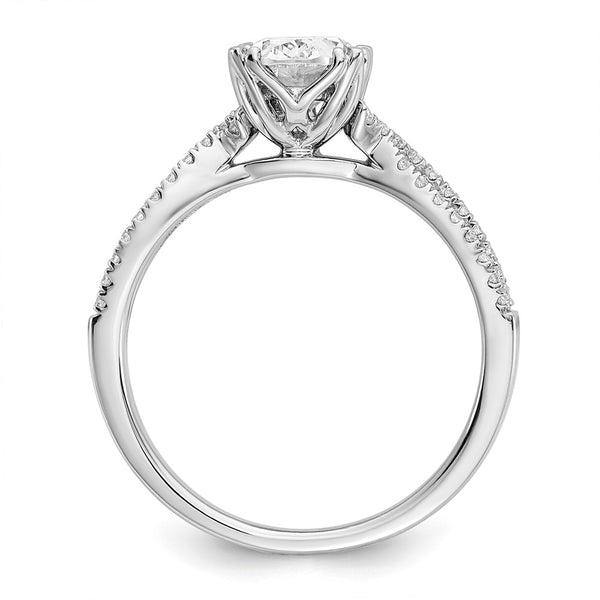 14K White Gold Criss-Cross Engagement Ring, 1 Carat Oval Center