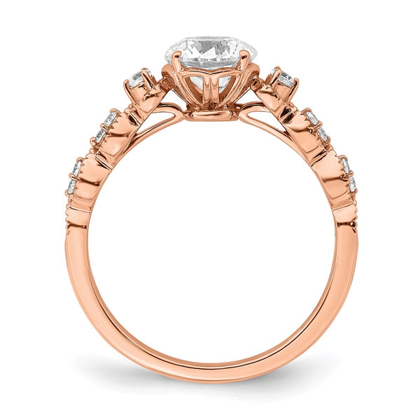 14K Rose Gold Semi-Mount Engagement Ring, 1 Carat Center, Accents