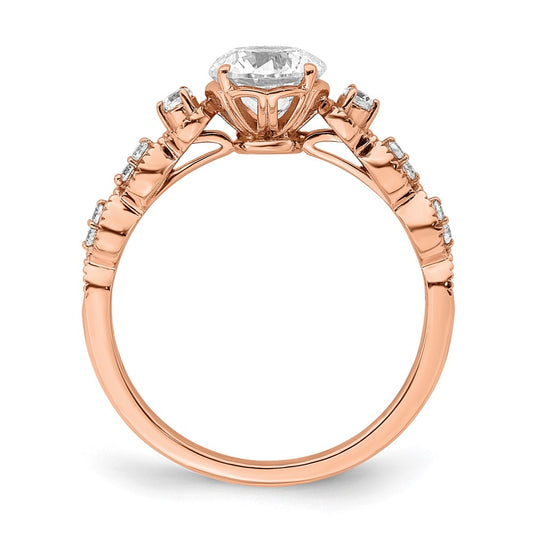 Buy Designer 14K Rose Gold Semi-Mount Engagement Ring, 1 Carat Center, Stylish Accents