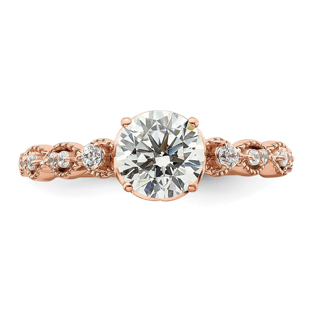 Buy Designer 14K Rose Gold Semi-Mount Engagement Ring, 1 Carat Center, Stylish Accents