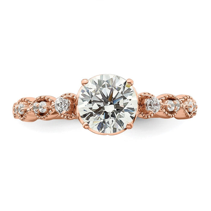Buy Designer 14K Rose Gold Semi-Mount Engagement Ring, 1 Carat Center, Stylish Accents-4
