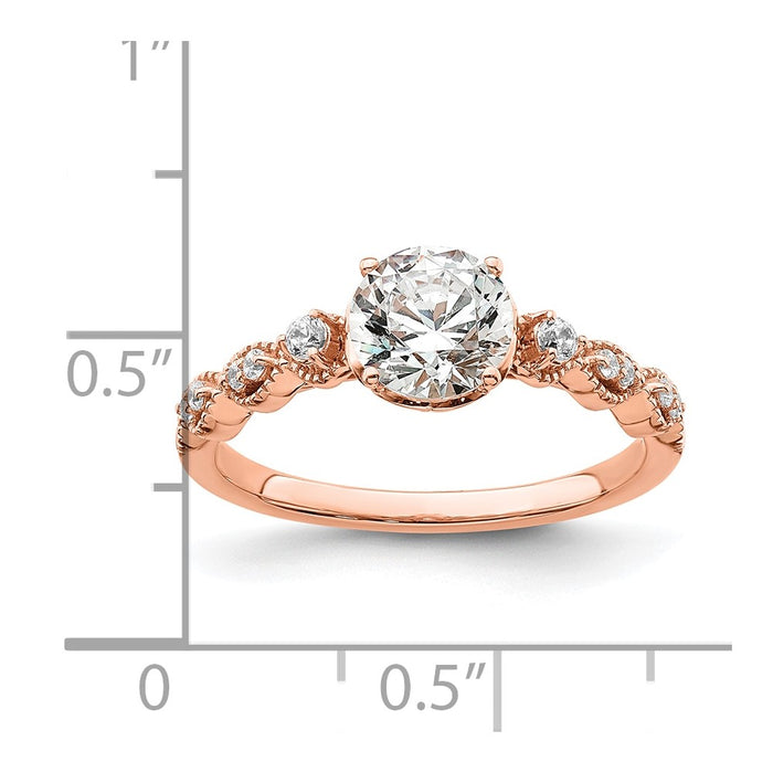 Buy Designer 14K Rose Gold Semi-Mount Engagement Ring, 1 Carat Center, Stylish Accents-8
