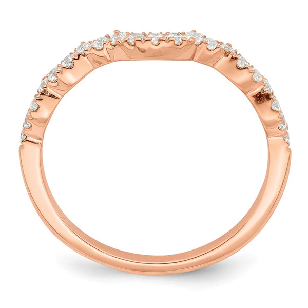 14K Rose Gold Contoured Wedding Band with 1/4 Carat Diamond