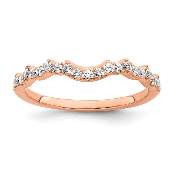 14K Rose Gold Contoured Wedding Band with 1/4 Carat Diamond