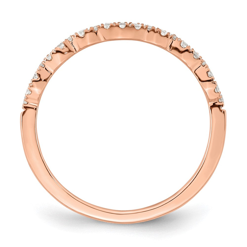 Buy Affordable 14K Rose Gold 1/5 Carat Diamond Contoured Wedding Band