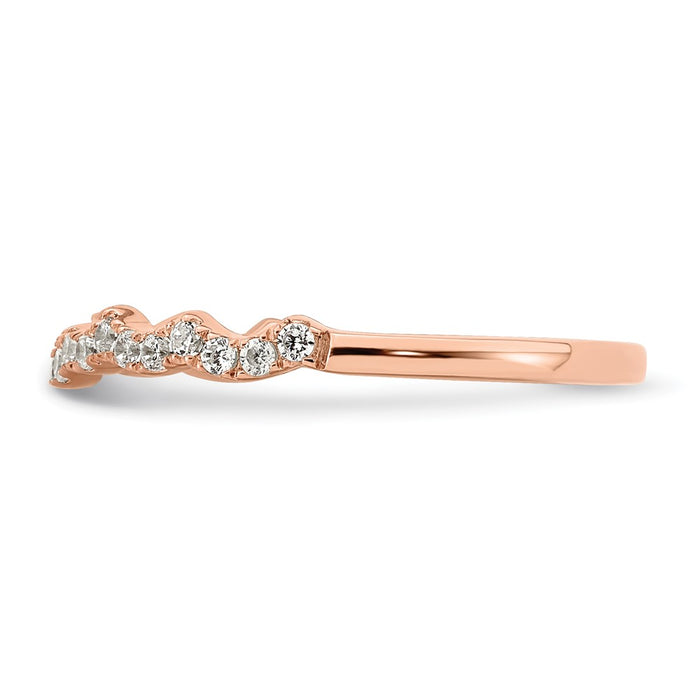 Buy Affordable 14K Rose Gold 1/5 Carat Diamond Contoured Wedding Band-3