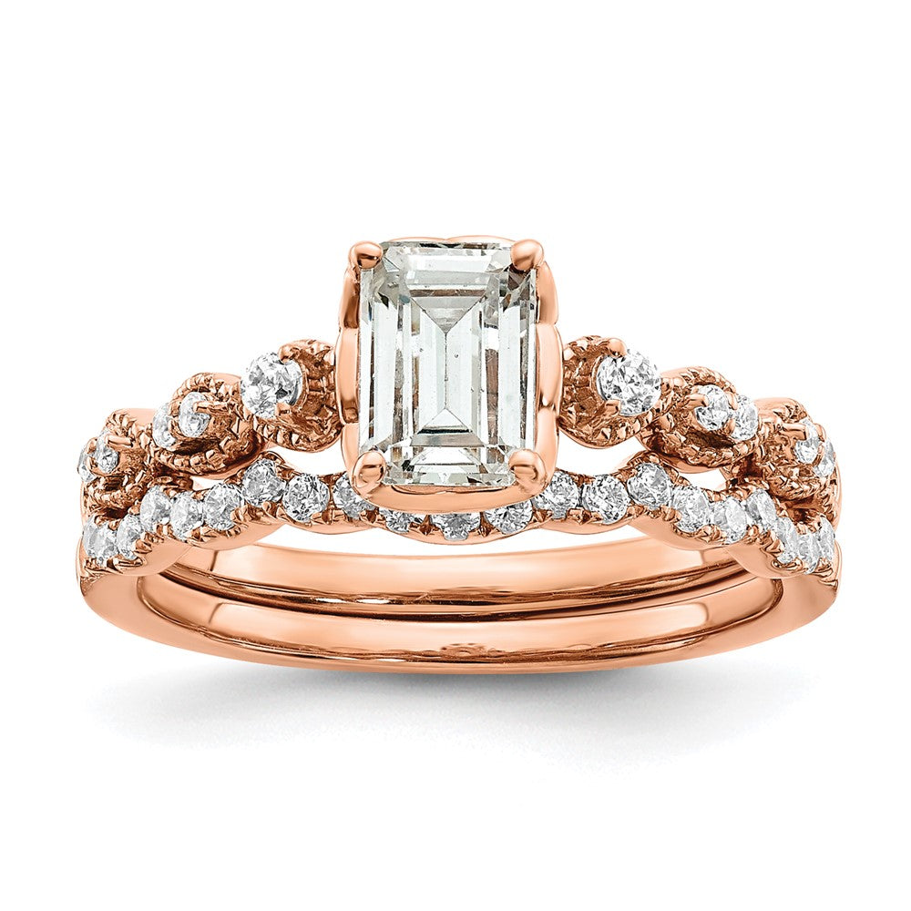 Buy Stylish 14k Rose Gold Semi-Mount Engagement Ring for 1 Carat Emerald-Cut