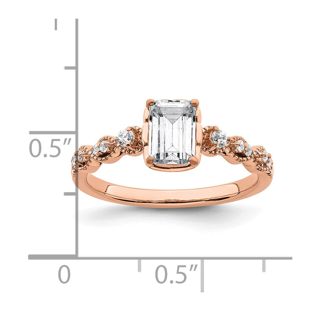 Buy Stylish 14k Rose Gold Semi-Mount Engagement Ring for 1 Carat Emerald-Cut