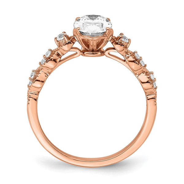 14K Rose Gold Semi-Mount Engagement Ring for 1 Carat Oval