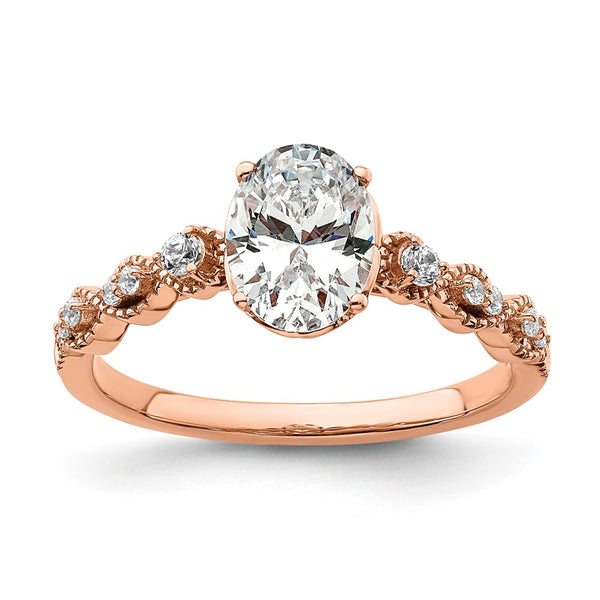 14K Rose Gold Semi-Mount Engagement Ring for 1 Carat Oval