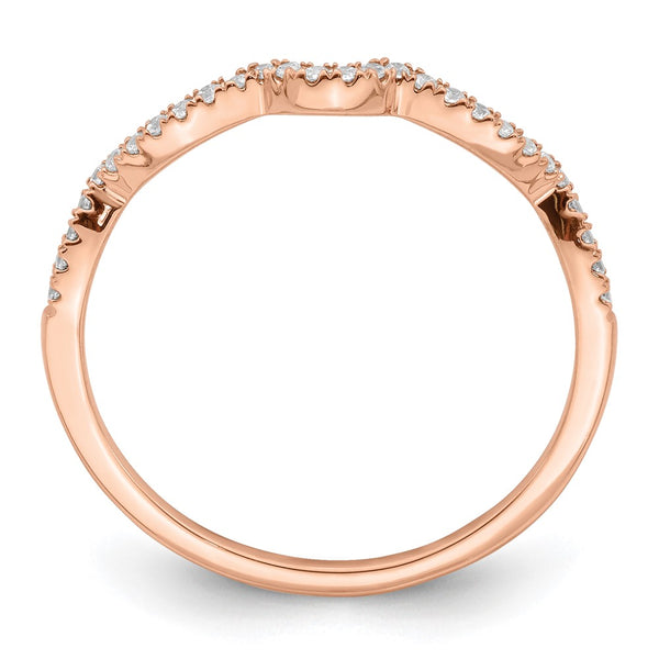 14K Rose Gold Contoured Wedding Band with 1/15 Carat Diamonds