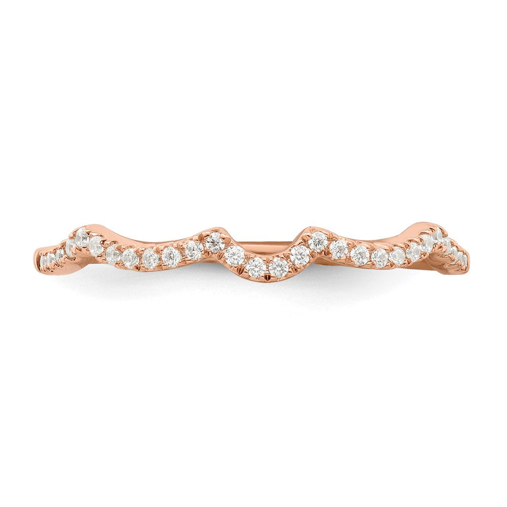 Exclusive 14K Rose Gold Contoured Wedding Band with 1/15 Carat Diamonds