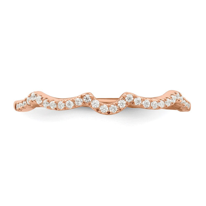 Exclusive 14K Rose Gold Contoured Wedding Band with 1/15 Carat Diamonds-4