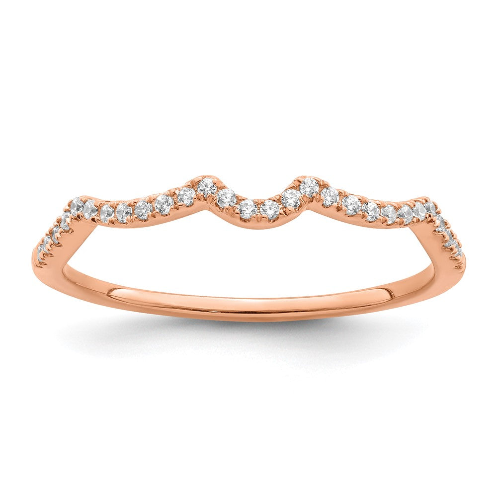 Exclusive 14K Rose Gold Contoured Wedding Band with 1/15 Carat Diamonds