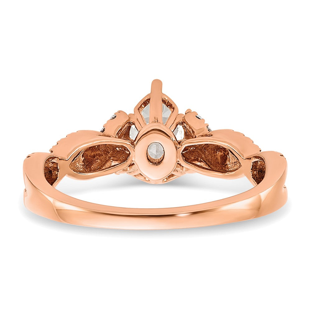 Exclusive 14K Rose Gold Criss-Cross Engagement Ring, 1 Carat Pear & Diamond Accents