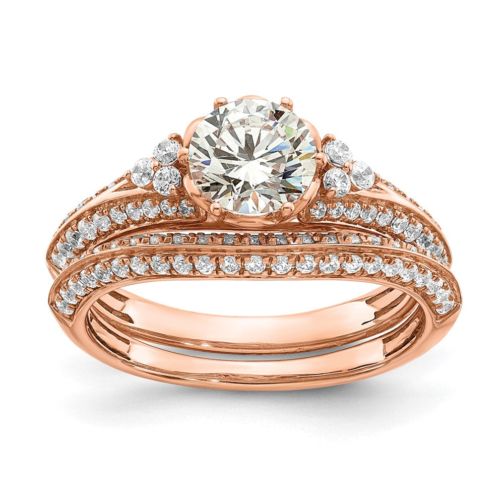 High-Quality 14K Rose Gold Semi-Mount Engagement Ring for 1 Carat Stone