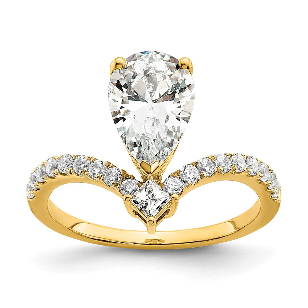 High-Quality 14K Gold Asymmetric Engagement Ring with 1/2 Carat Diamonds & 1.5 Carat Center - Stylish Value!