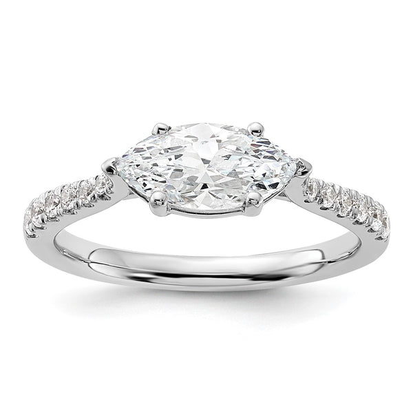 14K White Gold East-West Engagement Ring for 1 Carat Stone