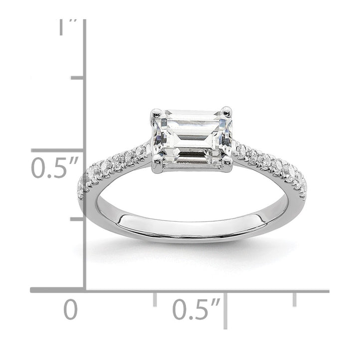 Buy Stylish 14K White Gold East-West Emerald-Cut Engagement Ring, 3/4 Carat-7