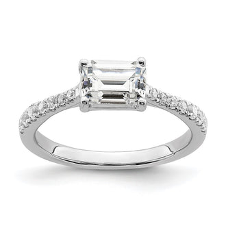 Buy Stylish 14K White Gold East-West Emerald-Cut Engagement Ring, 3/4 Carat