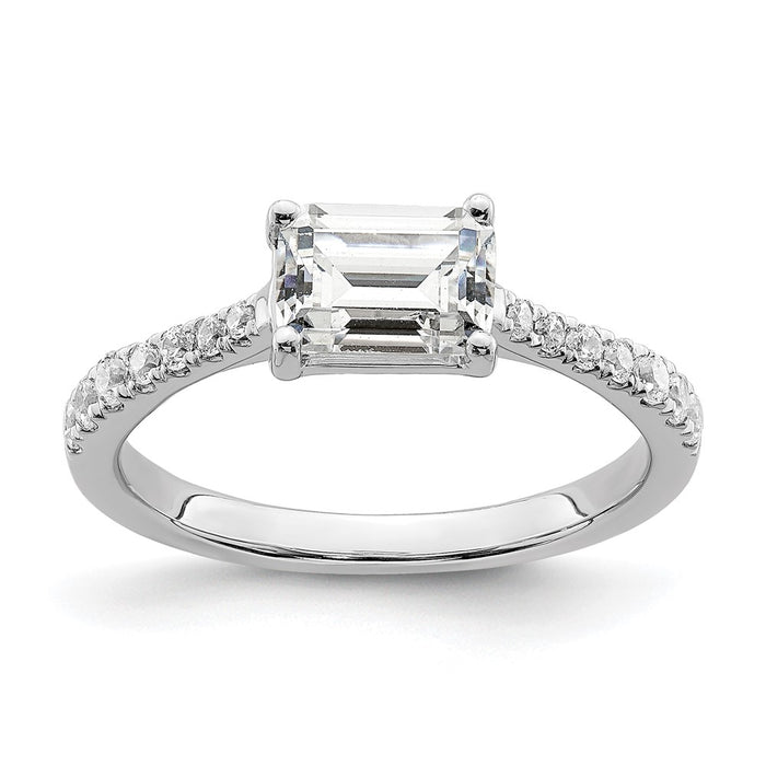 Buy Stylish 14K White Gold East-West Emerald-Cut Engagement Ring, 3/4 Carat-1