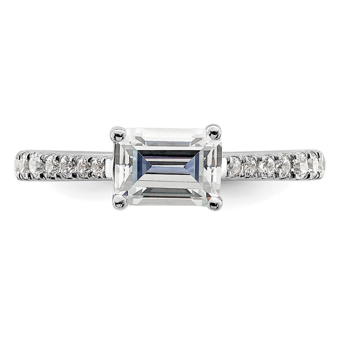Buy Exclusive 14K White Gold East-West Semi-Mount Ring for 1 Carat Emerald-Cut-4