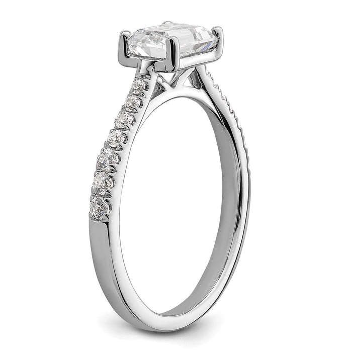 Buy Exclusive 14K White Gold East-West Semi-Mount Ring for 1 Carat Emerald-Cut-6