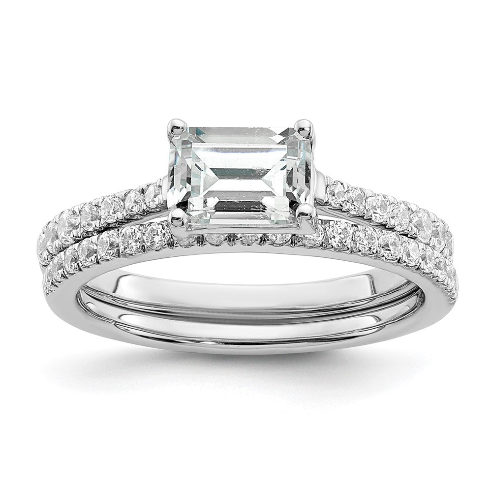 Buy Exclusive 14K White Gold East-West Semi-Mount Ring for 1 Carat Emerald-Cut