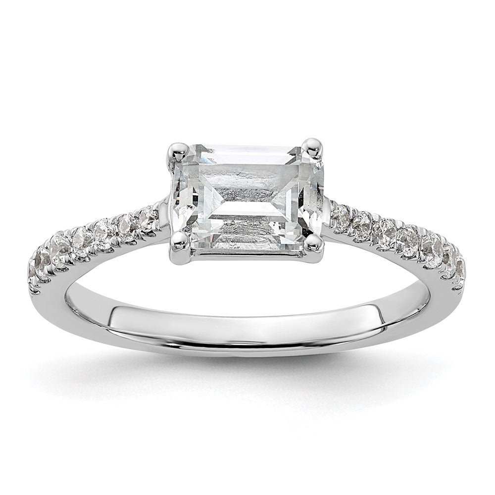 Buy Exclusive 14K White Gold East-West Semi-Mount Ring for 1 Carat Emerald-Cut