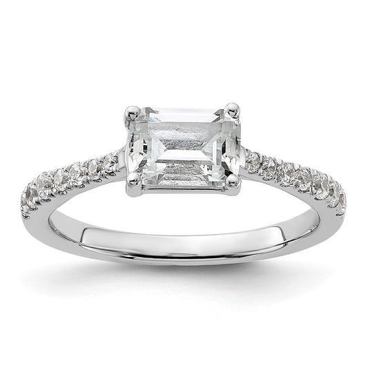 Buy Exclusive 14K White Gold East-West Semi-Mount Ring for 1 Carat Emerald-Cut