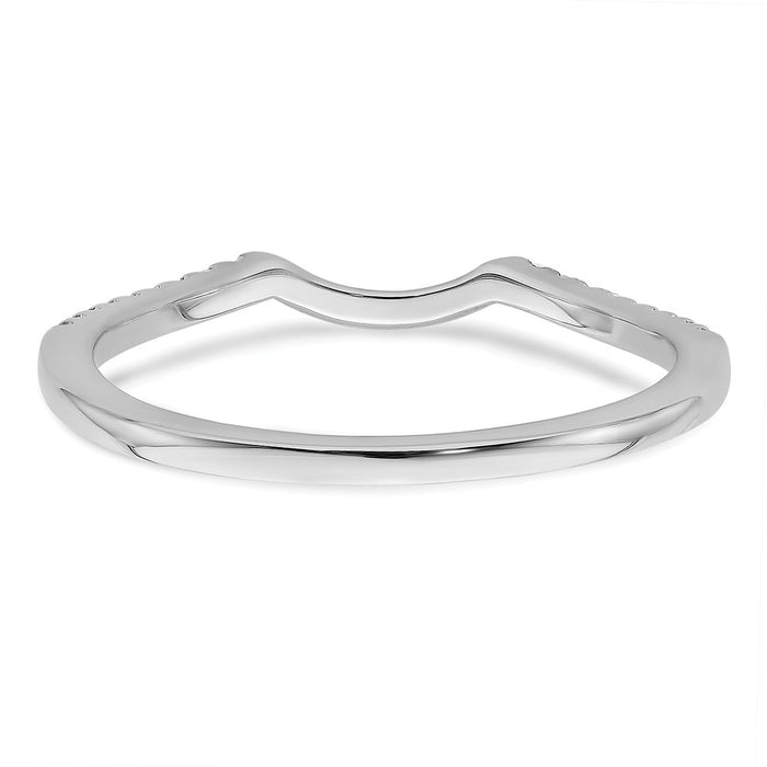 Buy Stylish 14K White Gold Contoured Wedding Band with 1/15 Carat Diamonds-5