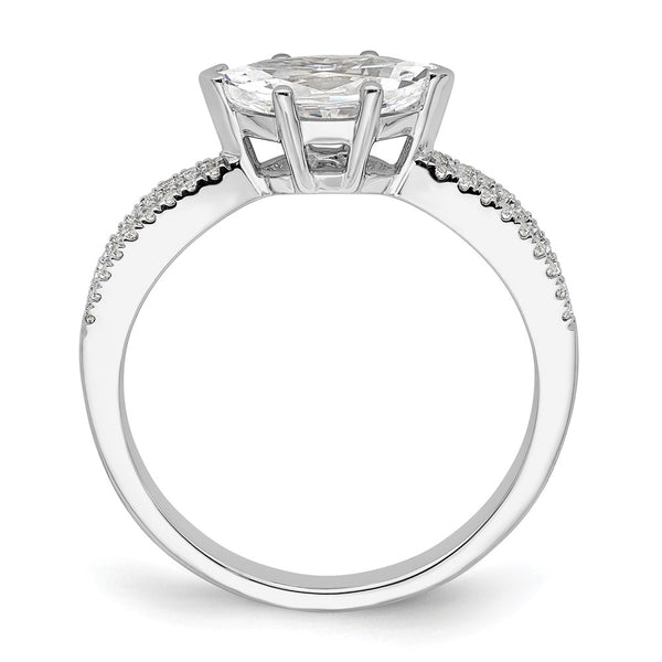High-Quality 14K White Gold East-West Engagement Ring for 3/4 Carat Marquise, Stylish with Diamond Accents