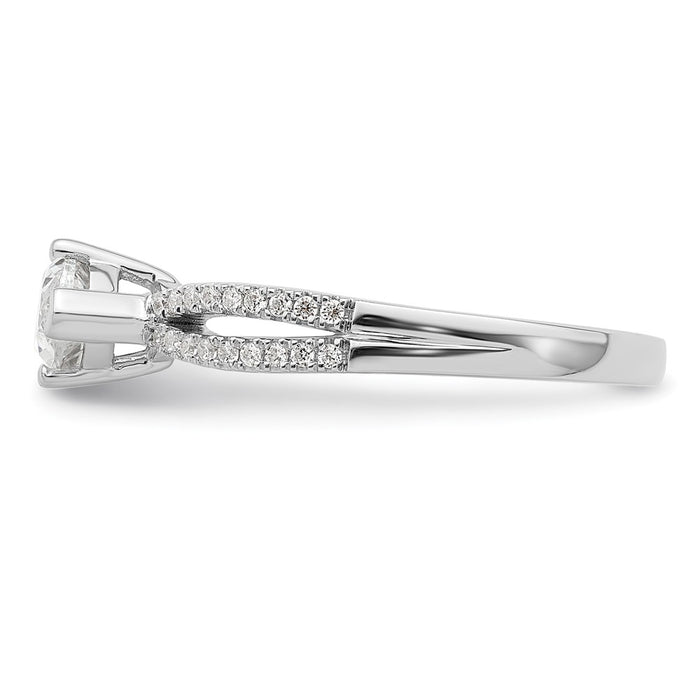 High-Quality 14K White Gold East-West Engagement Ring for 3/4 Carat Marquise, Stylish with Diamond Accents-3