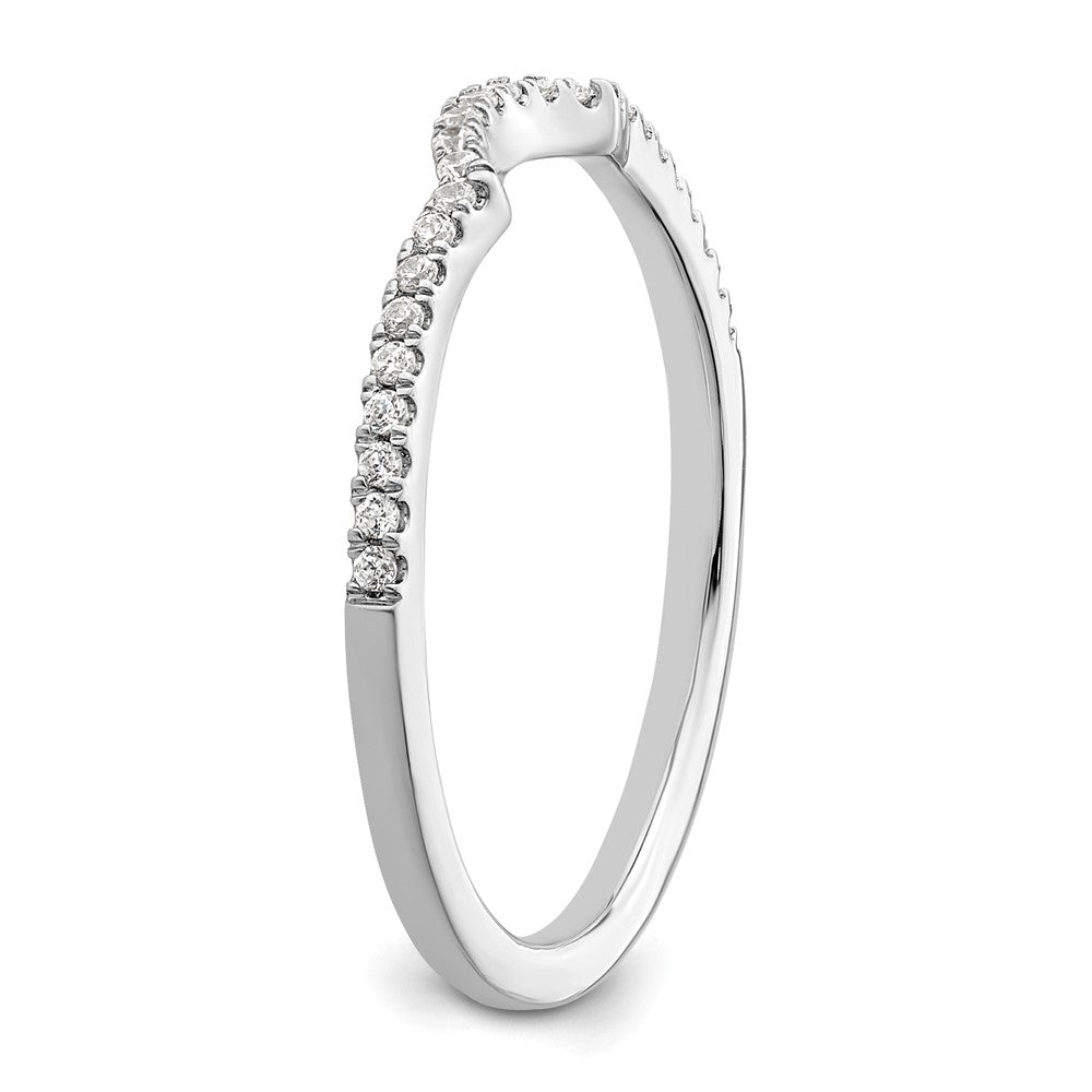 Designer 14K White Gold Contoured Wedding Band with 1/8 Carat Diamond Accent