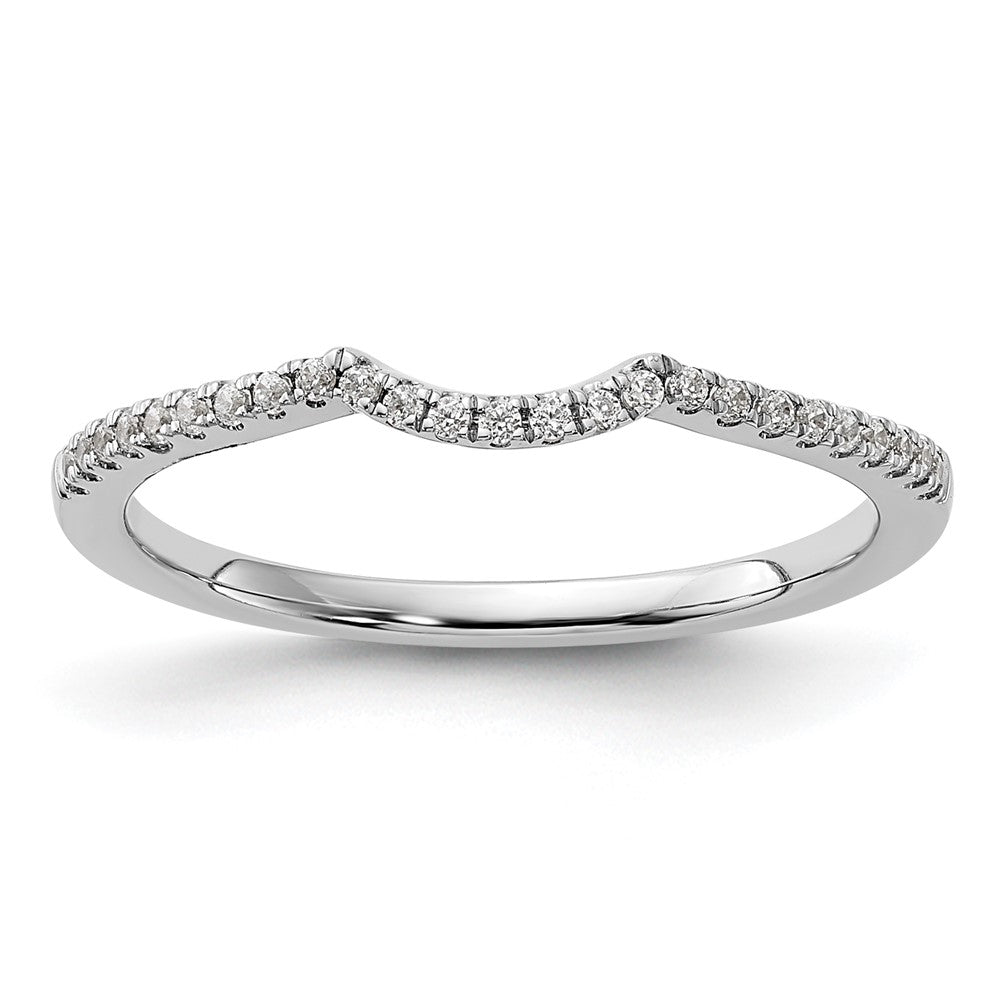 Designer 14K White Gold Contoured Wedding Band with 1/8 Carat Diamond Accent