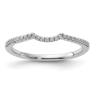 Designer 14K White Gold Contoured Wedding Band with 1/8 Carat Diamond Accent