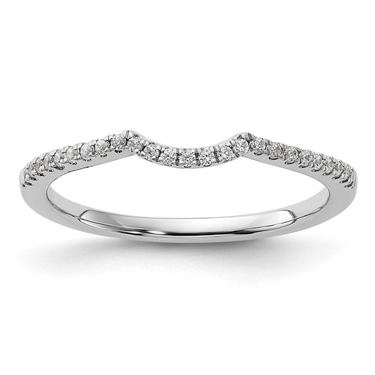 Designer 14K White Gold Contoured Wedding Band with 1/8 Carat Diamond Accent