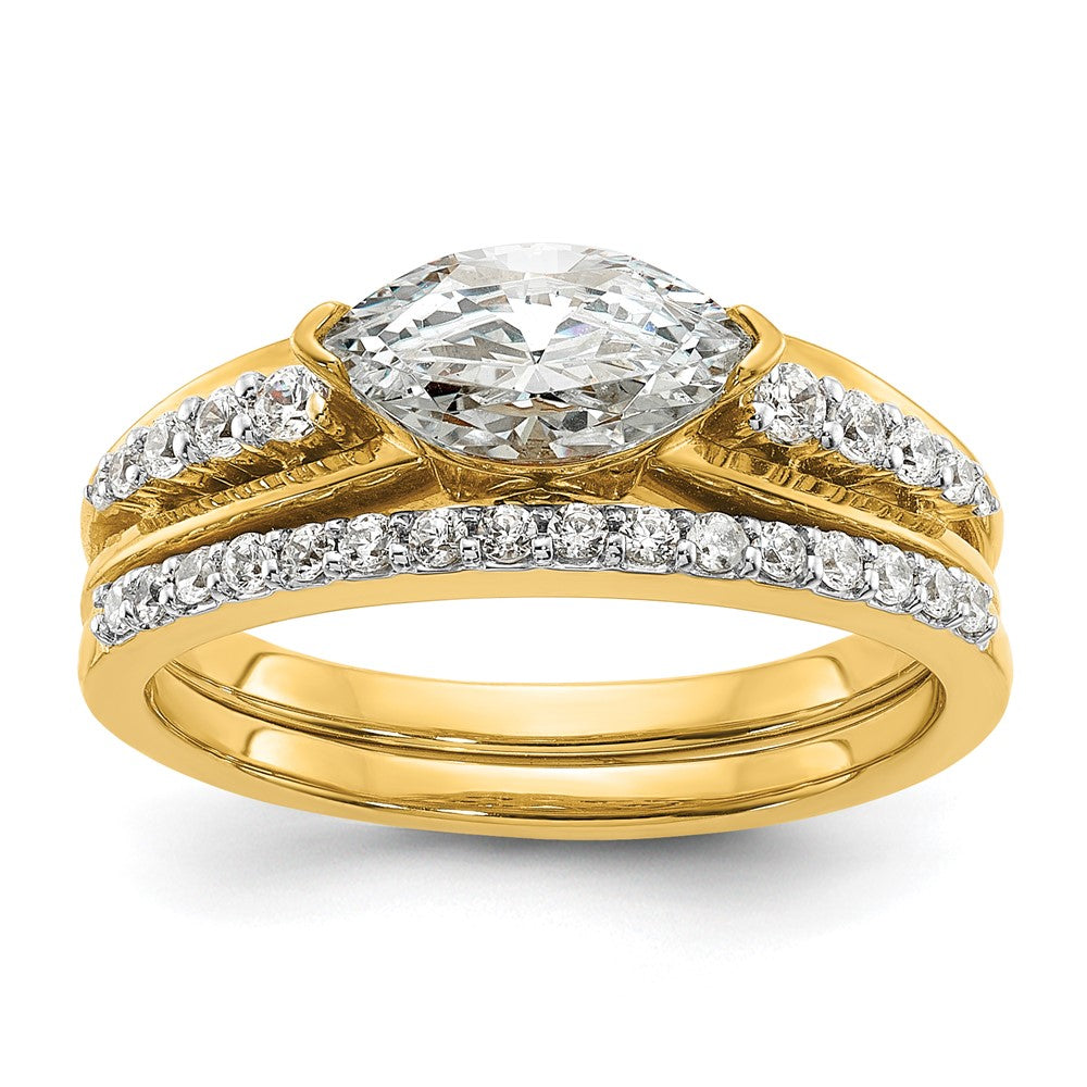 Exclusive 14K East West Semi-Mount Engagement Ring with 1/8 Carat Diamonds